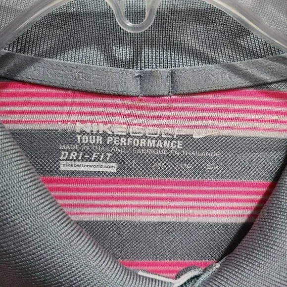 Nike Golf Tour Performance Dri Fit Polo Shirt Size 2XL Men Pink Striped Athletic - Picture 3 of 9